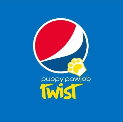 pepsi logo but its puppy pawjob with a twist